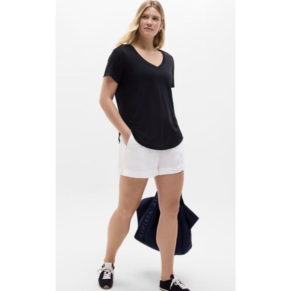 ATHLETA Women’s Black Breezy Scoop V-Neck Shirt Tee Plus Size 3X New With Tag